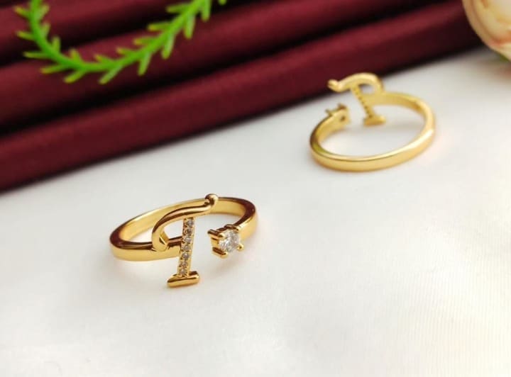 American Diamond Adjustable Initial Letter Name Alphabet ( T ) Ring For Women