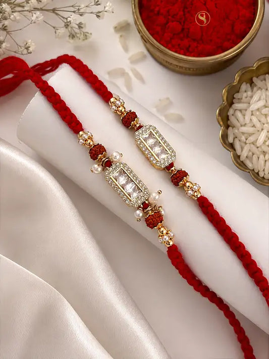 Premium Gold-Plated Designer Red Thred Rakhi