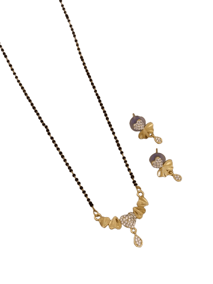Forming Ad Diamond High Gold Plated Heart Mangalsutra 3 Months Guarantee
