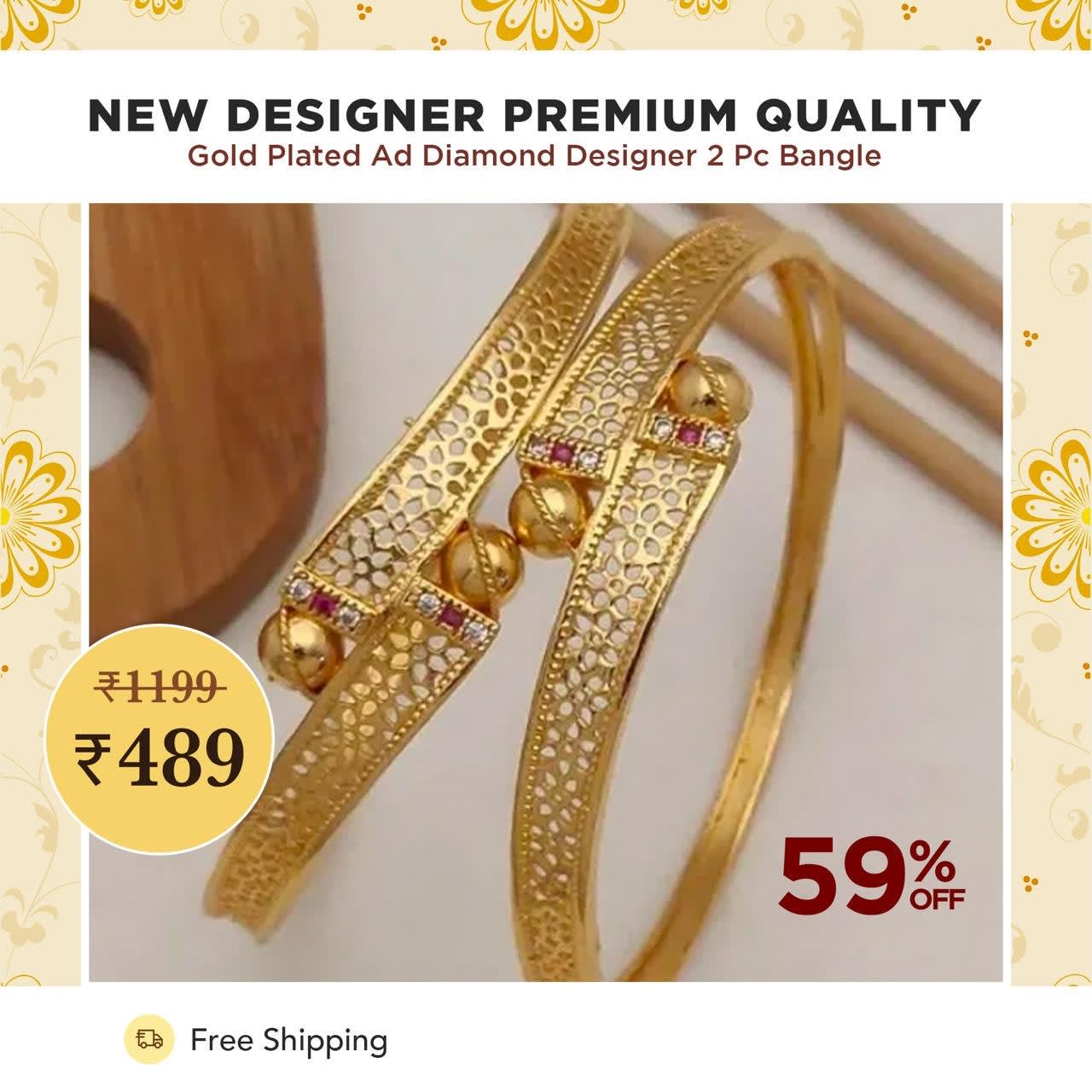 Designer Premium Quality Gold Plated Ad Diamond Daily Wear Bangle