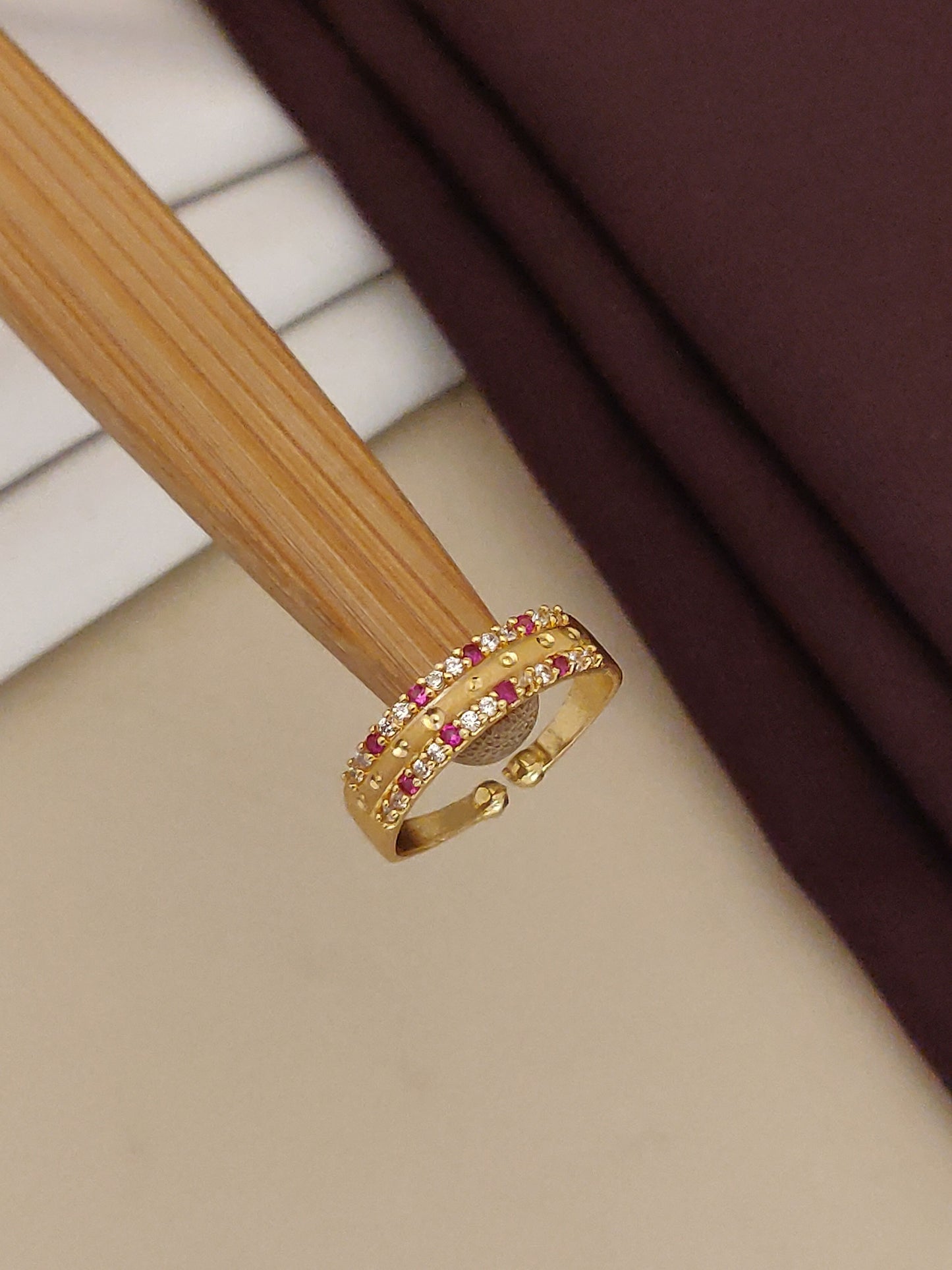 High Gold Plated And Diamond Studed Fancy Adjuble Ring