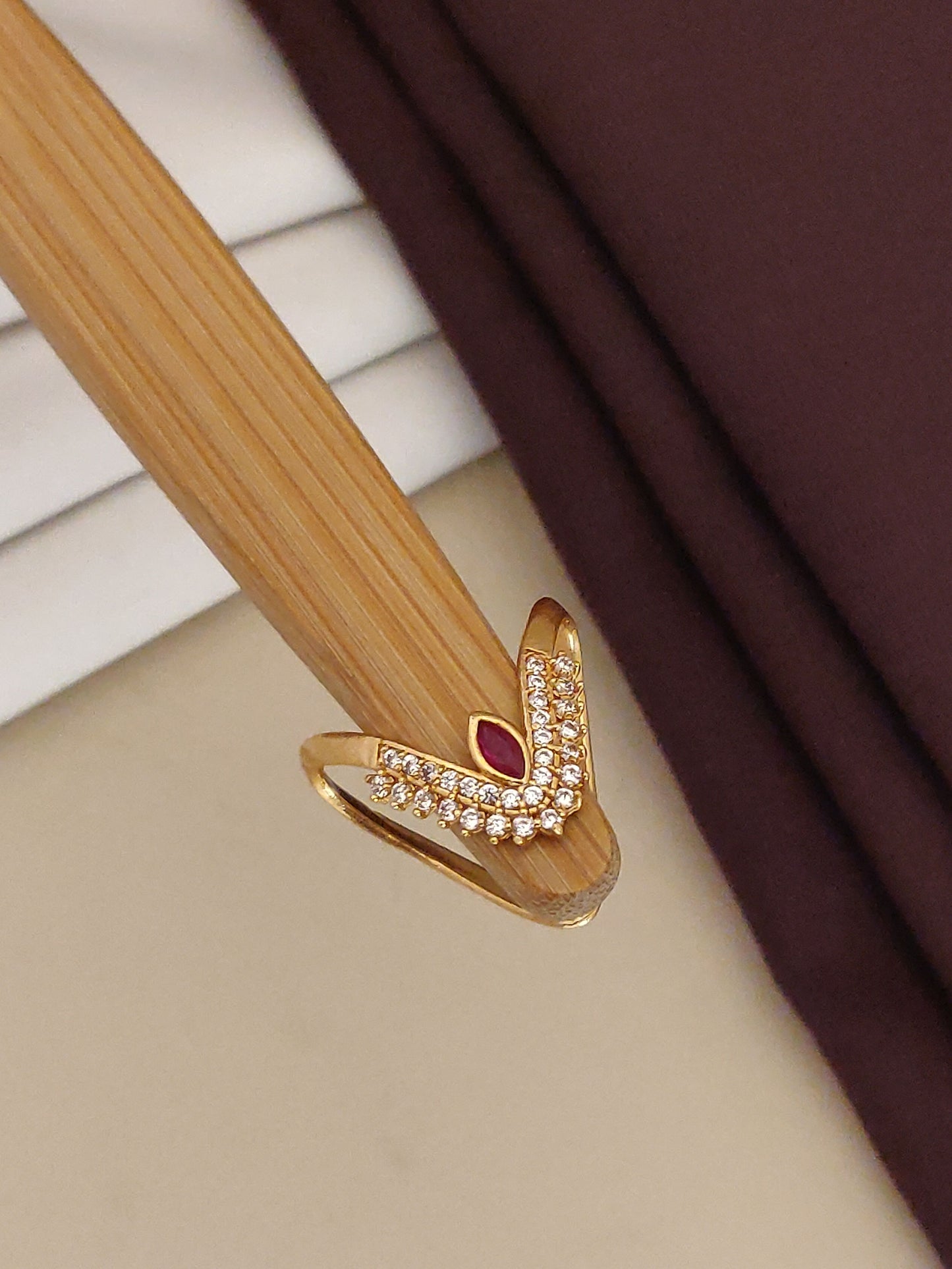 Designer High Gold Plated And Diamond Studded Fancy Adjustable Ring