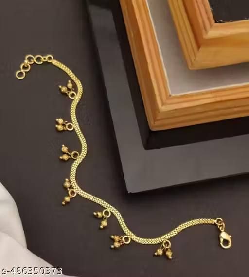Micro Gold Plated And Diamond Studded Fancy Pearl Drop Fancy 18 Inches Chain And Bracelet Combo