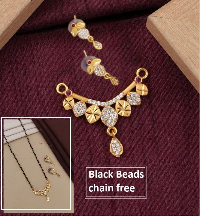 Forming And Diamond High Gold Plated Leaf Mangalsutra –