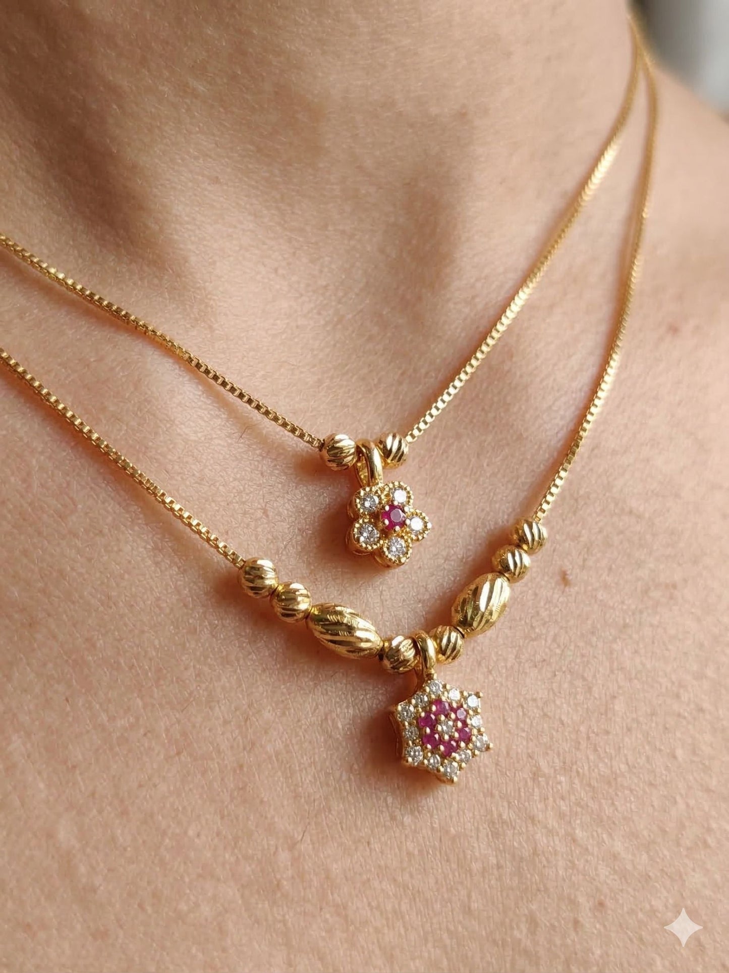 micro gold plated ad diamond studed daily waer fancy 18 inches star chain