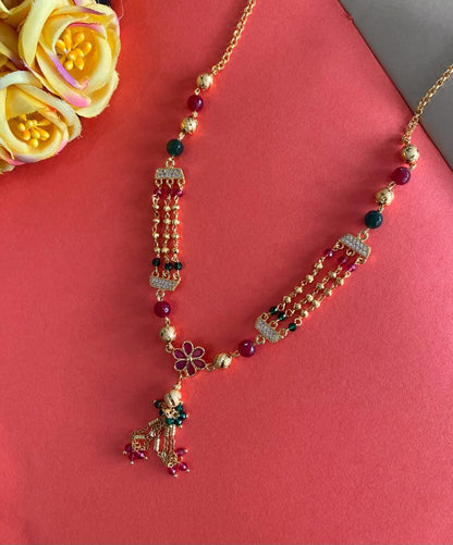 Diamond Studded Pearl Drop Fancy Flower Chain For Women