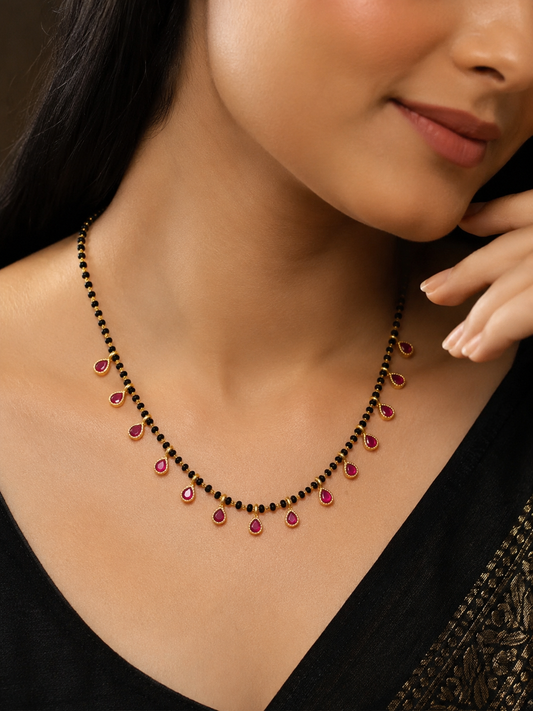 New Designer High Gold Plated Ad Diamond Studed Fancy Ovel Mangalsutra For Women