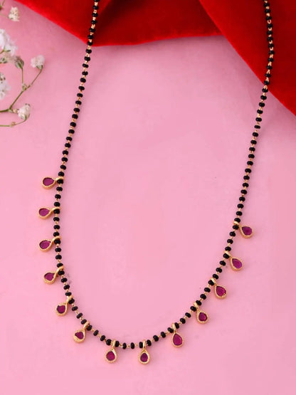 New Designer High Gold Plated Ad Diamond Studed Fancy Ovel Mangalsutra For Women
