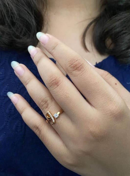 American Diamond Adjustable Initial Letter Name Alphabet ( J ) Ring For Women