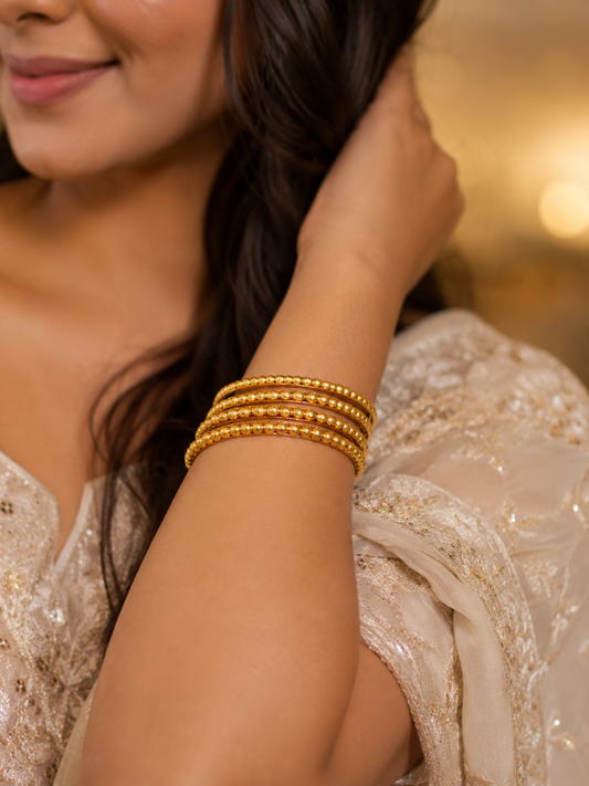 High Gold Plated Daily Wear 4 Pacs Fancy Ball Bangle