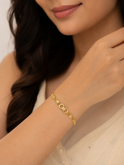 Designer Gold Plated Ad Diamond Studed Forming Bracelet