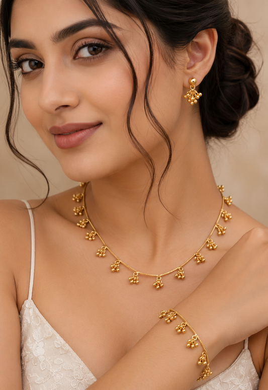 Anushka Minimal Gold Charm Set with Earring