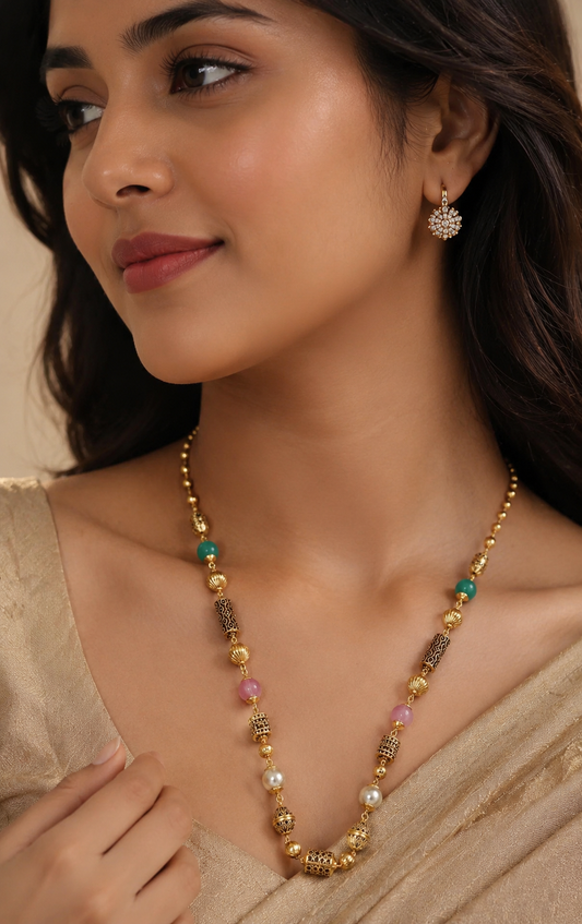 Micro Gold Plated Pearl Drop Fancy Chain For Women