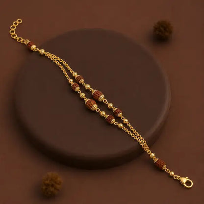 Premium Gold-Plated Rudraksha Rakhi for Brother