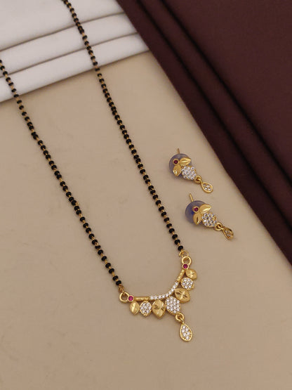 Forming ad diamond high gold plated leaf mangalsutra   3 months guarantee