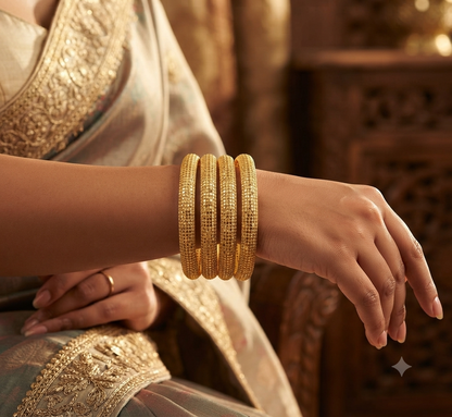 New Designer High Gold Plated Dot Design Fancy 4 Pcs Bangle For Women