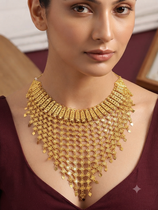 Micro Gold Plated Traditional Wear Classic Long Layered Necklace