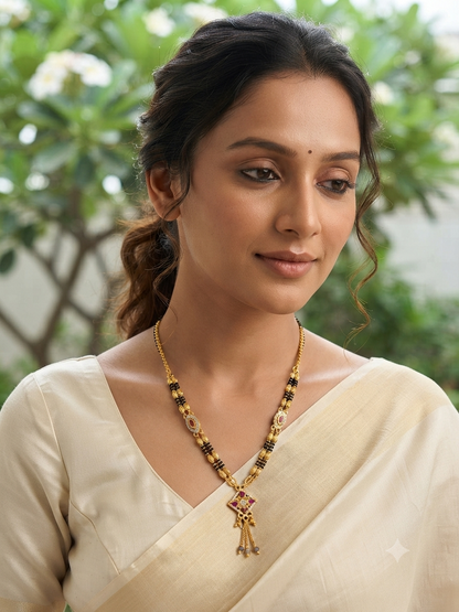 Designer High Gold Plated Ad Diamond Sqare Fancy Mangalsutra