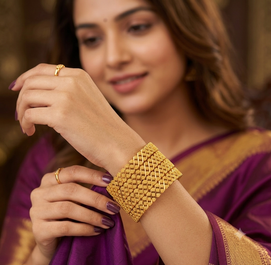 High Gold Plated Beautiful Designer Bangle Set (4 Pcs)
