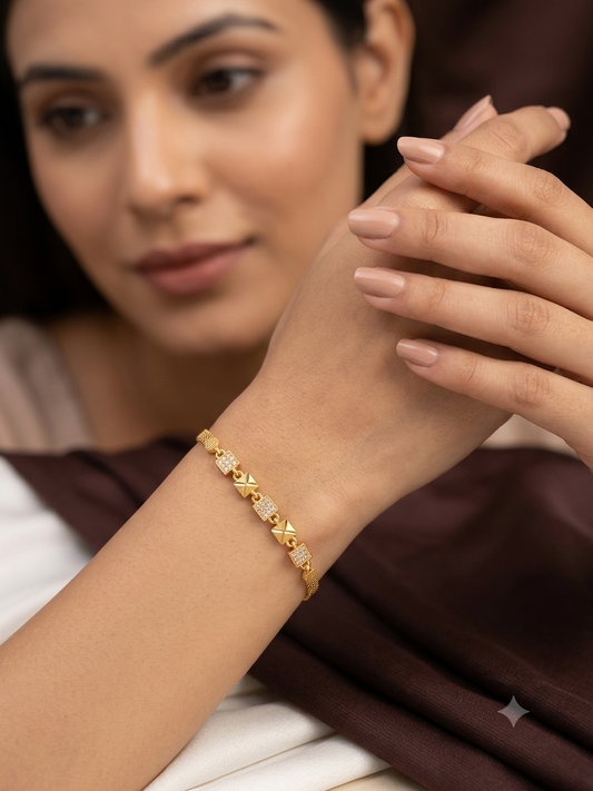 Micro Gold Plated Forming And Diamond Square Bracelet