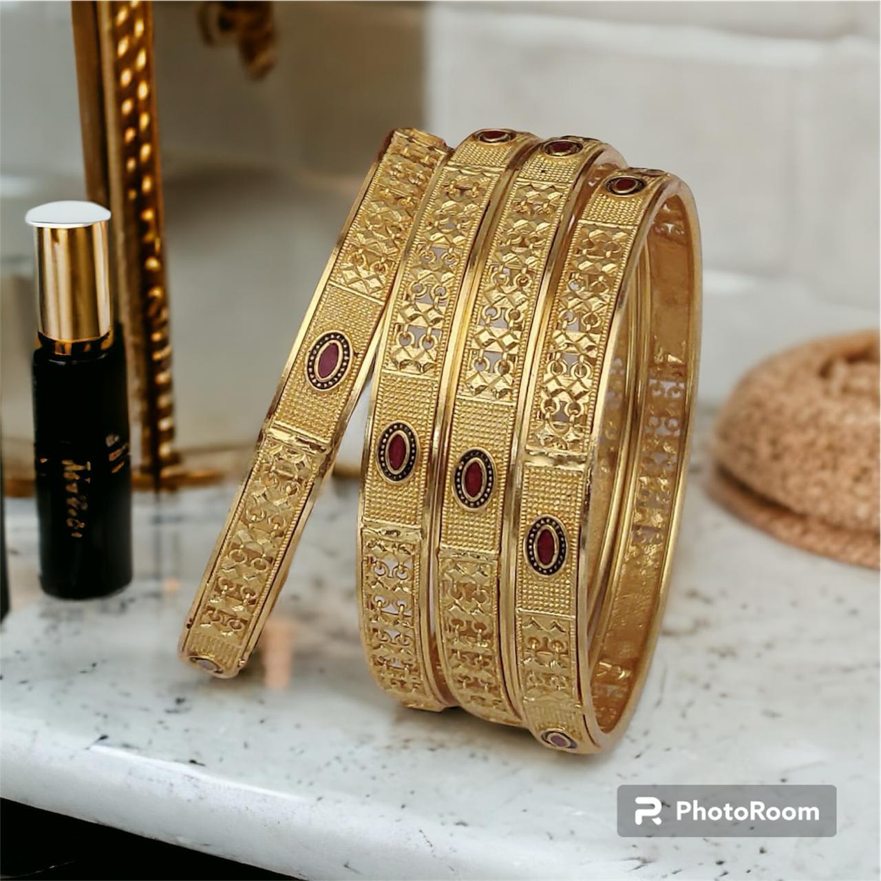 Set Of 4Pc Gold Plated Traditional Meenakari Bangles