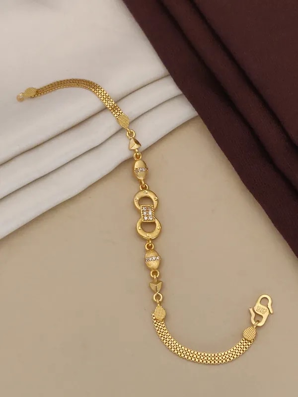 Micro Gold Plated Ad Diamond Studded Fancy Forming Bracelet For Women