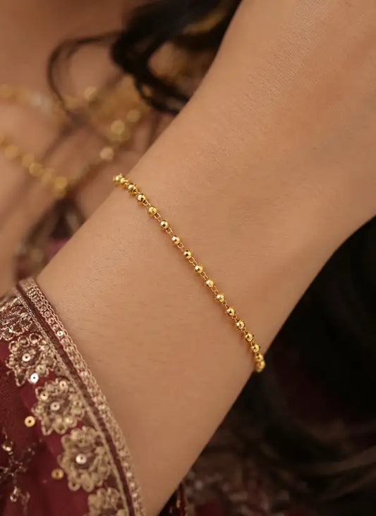Premium Gold-Plated Beaded Bracelet for Women | Elegant Minimalist Daily Wear Bracelet