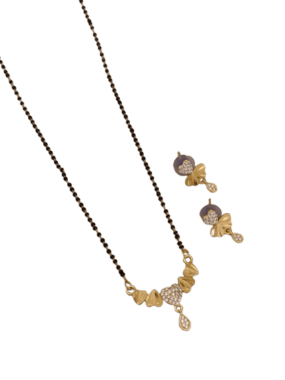 Forming Ad Diamond High Gold Plated Heart Mangalsutra   3 Months Guarantee