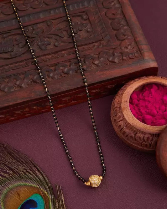Designer High Gold Plated Ad Diamond Studded Fancy Ball Mangalsutra
