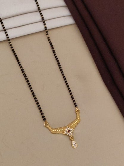 Forming Ad Diamond High Gold Plated Square Mangalsutra   3 Months Guarantee