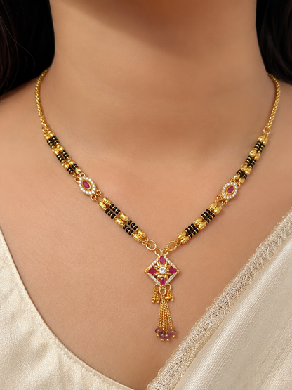 Designer High Gold Plated Ad Diamond Sqare Fancy Mangalsutra