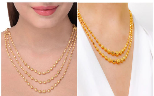 Daily Wear Micro Gold Plated Designer Fancy 3Line And 2Line Ball Chain