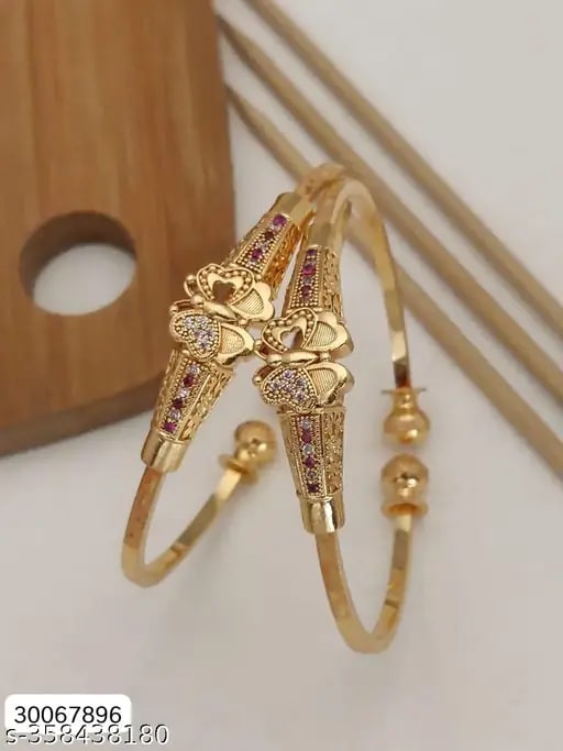 Designer Gold Plated Ad Diamnd Studed Fancy Adjustable Butterfly Kadli