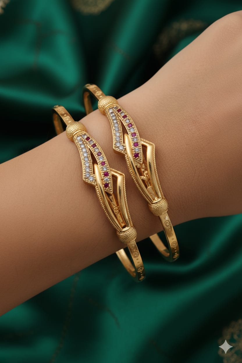 High Gold Plated Ad Diamond Studded Meena Work Fancy Adjustable Kadli