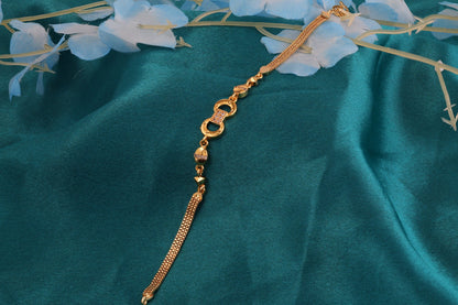 Micro Gold Plated Ad Diamond Studded Fancy Infinity Bracelet