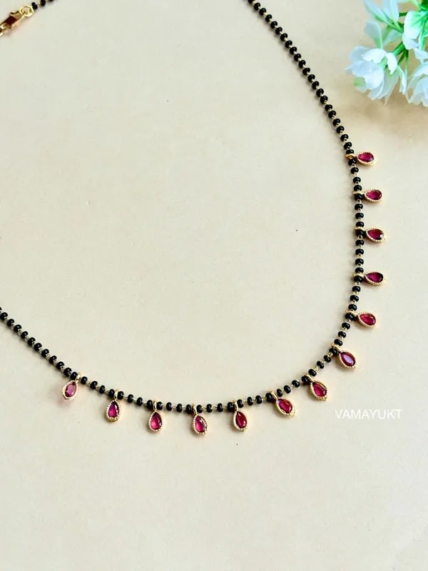 New Designer High Gold Plated Ad Diamond Studed Fancy Ovel Mangalsutra For Women