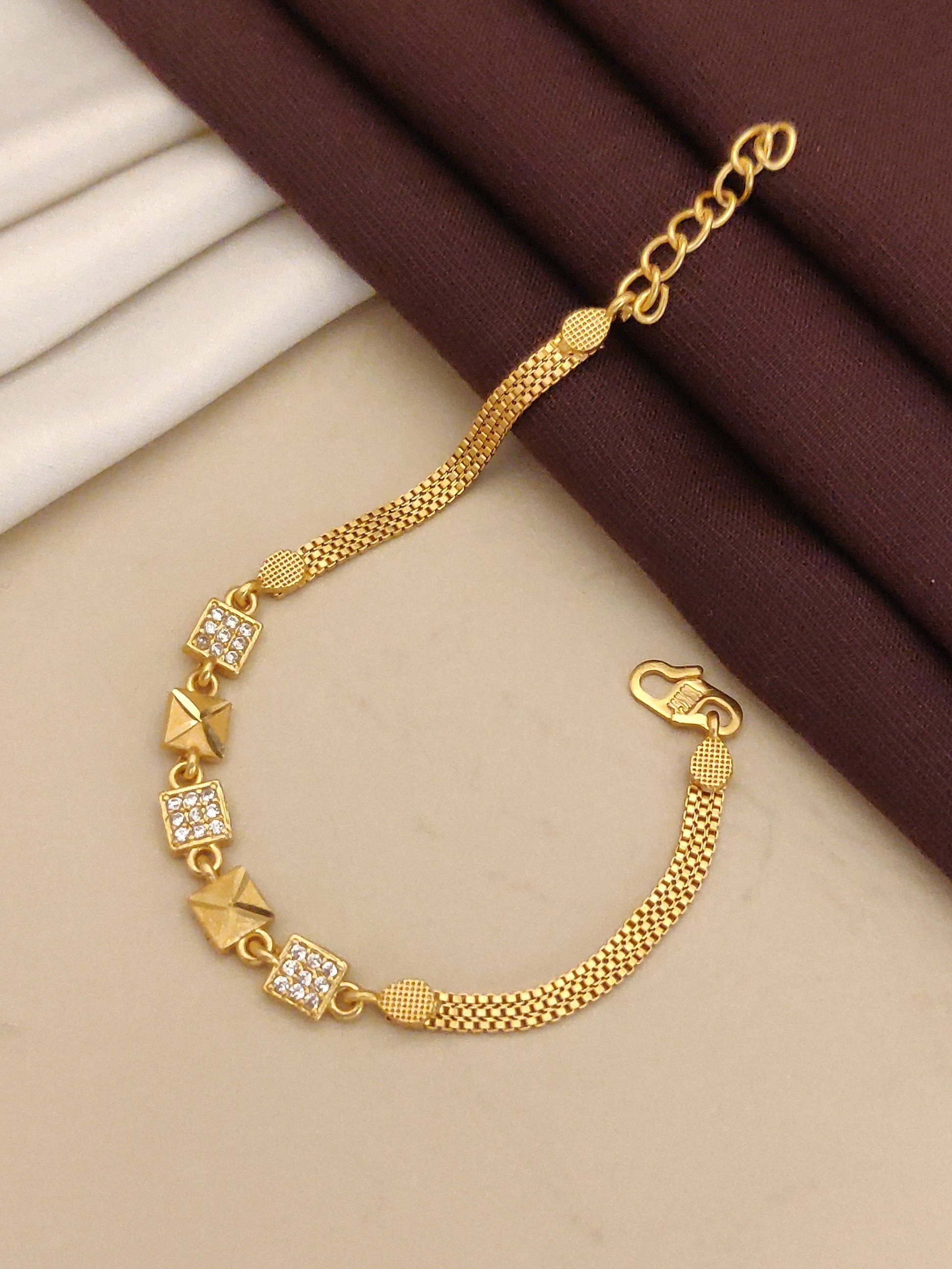Micro Gold Plated Forming And Diamond Square Bracelet