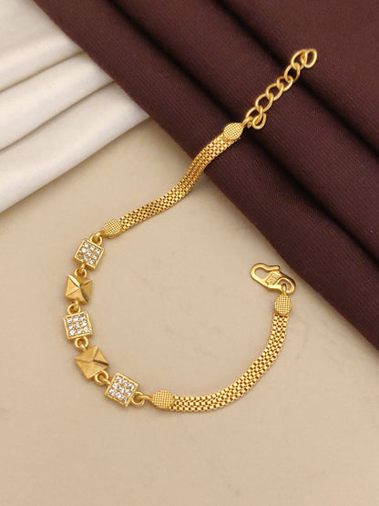 Micro Gold Plated Forming And Diamond Square Bracelet