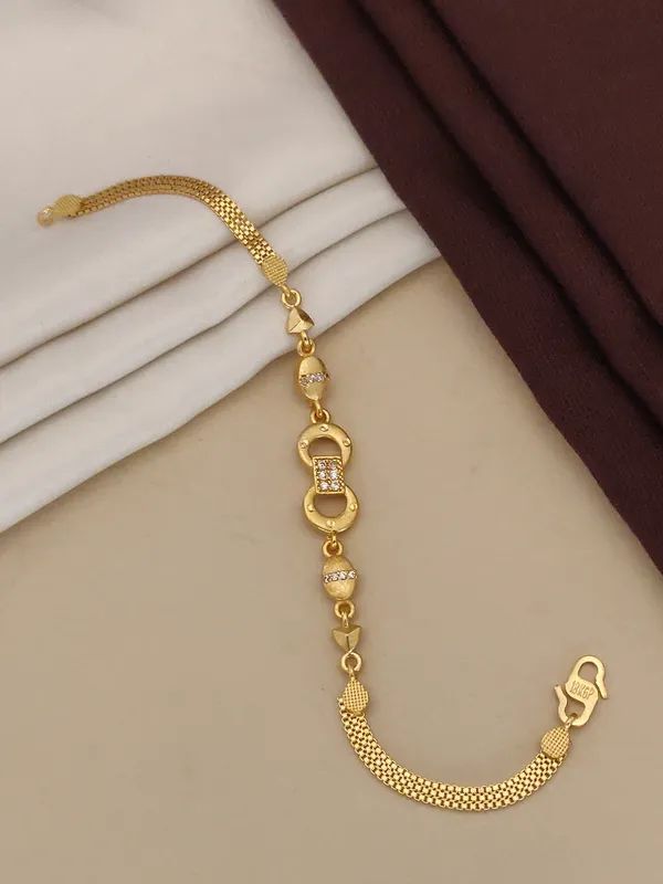 Micro Gold Plated And Diamond Studded Fancy Infinity Bracelet