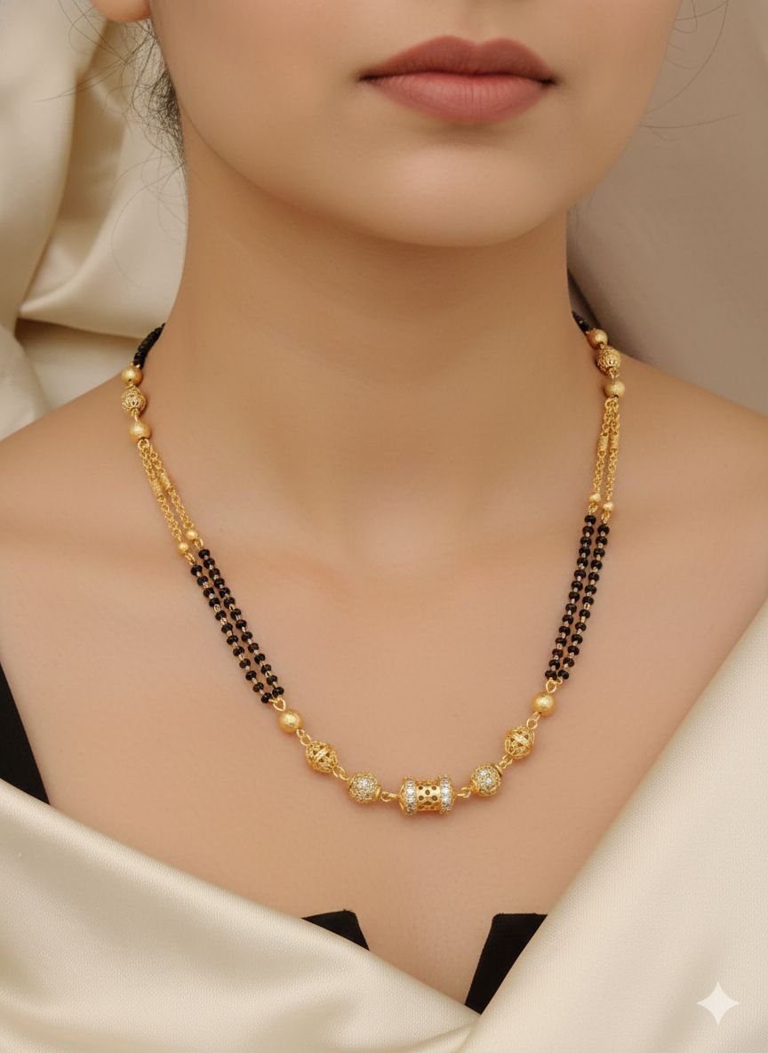 Micro Gold Plated Daily Wear And Diamond Mangalsutra For Women