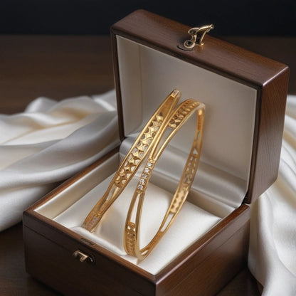 Micro Gold Plated And Diamond Casul Wear 2 Pcs Fancy Bangle For Women