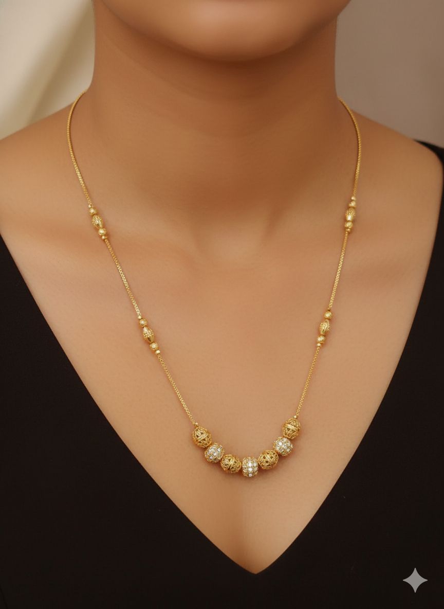 Elegant Golden Beads Micro Gold Plated Daily Wear ball chain