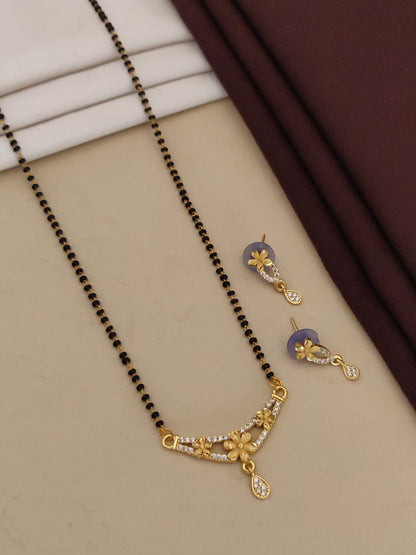 Premium Forming Flower Mangalsutra with And Diamonds And
