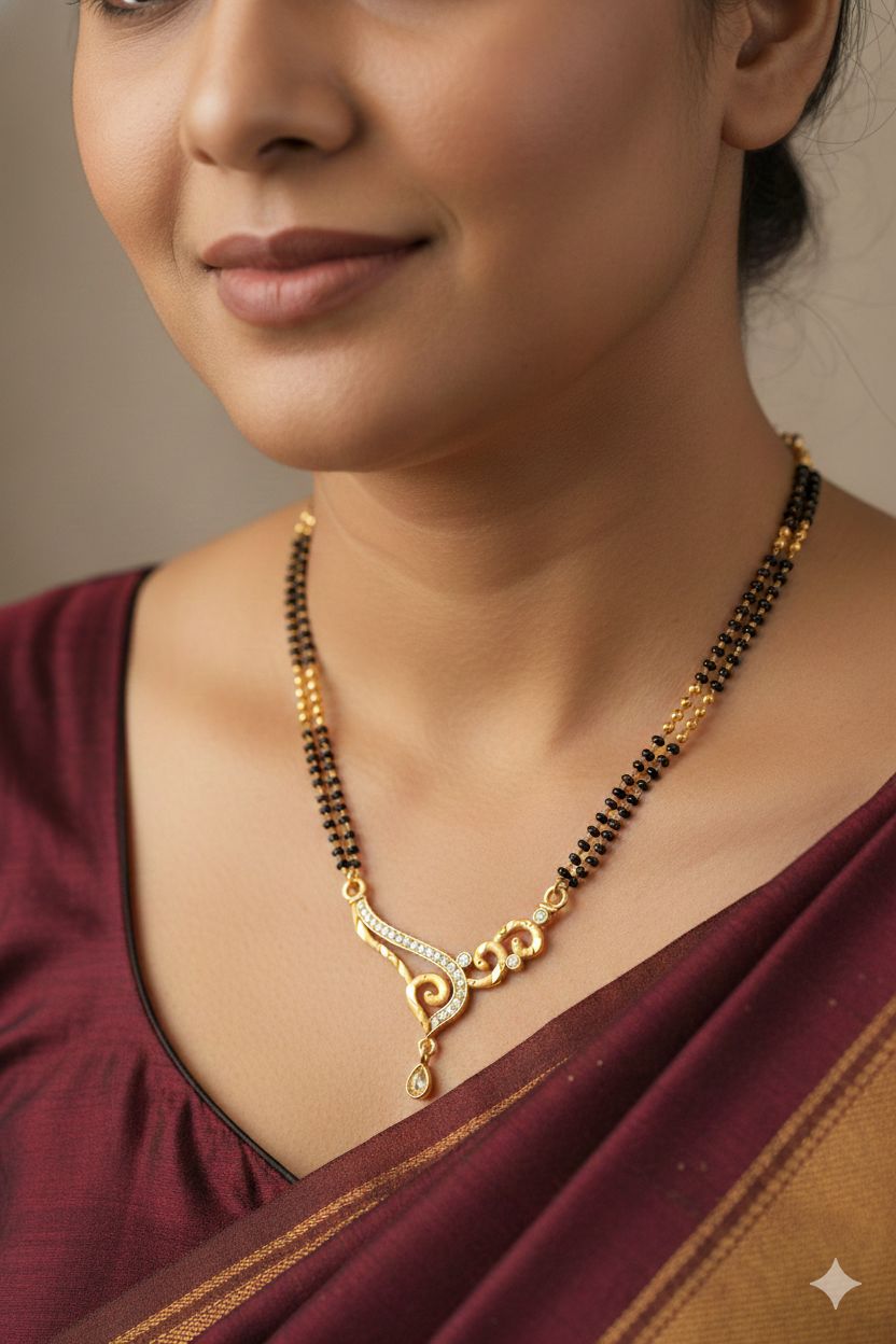Micro Gold Plated And Diamond Studded Fancy 24 Inches Mangalsutra