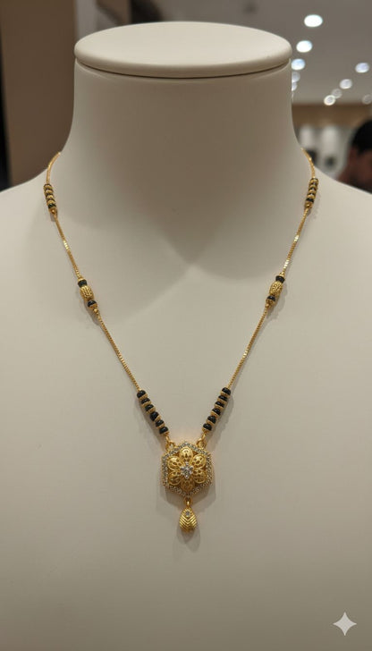 Micro Gold Plated And Diamond Forming Flower Mangalsutra