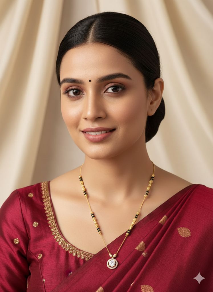Micro Gold Plated And Diamond Studded Fancy Round Mangalsutra