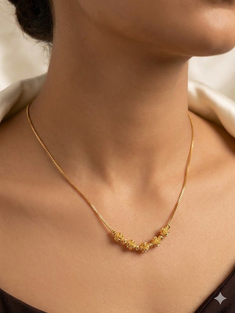 elegant gold plated daily wear sathiya design ball chain