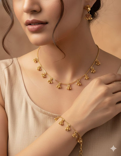 Anushka Minimal Gold Charm Set with Earring