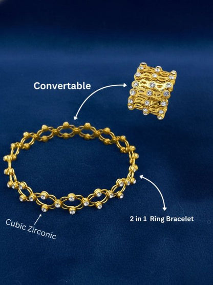 2 IN 1 Frodete Expandable Ring Bracelet Folding Retractable Adjustable Transform Bracelet TO Ring