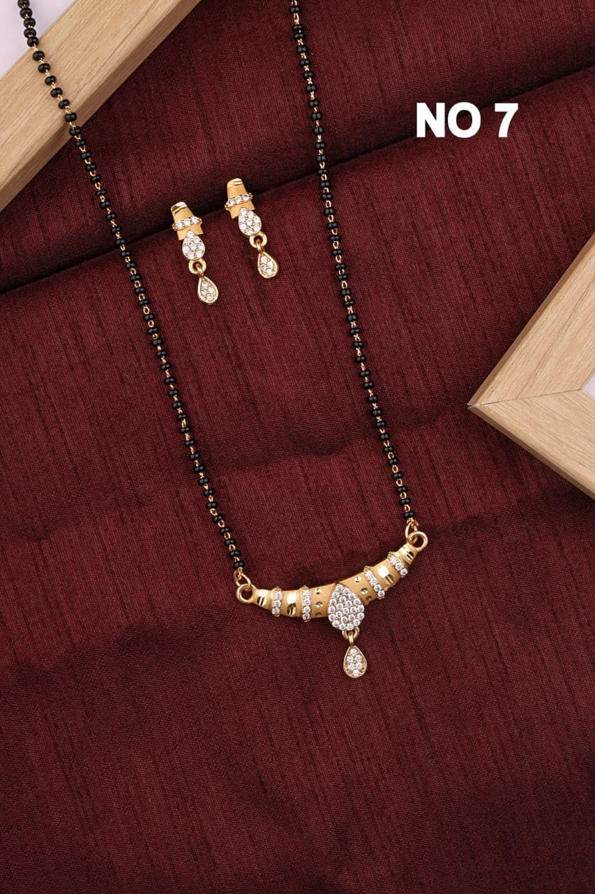 Forming And Diamond High Gold Plated Oval Mangalsutra